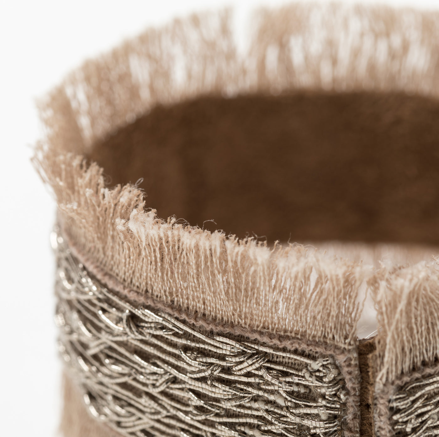 Lori Weitzner Brigantia Fringe Bracelet, Embroidery, Suede Backing, Magnetic Closure