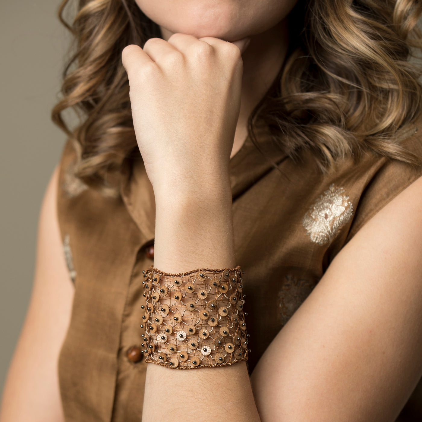 Lori Weitzner Ceres Bracelet Beading, Embroidery, Open Panel