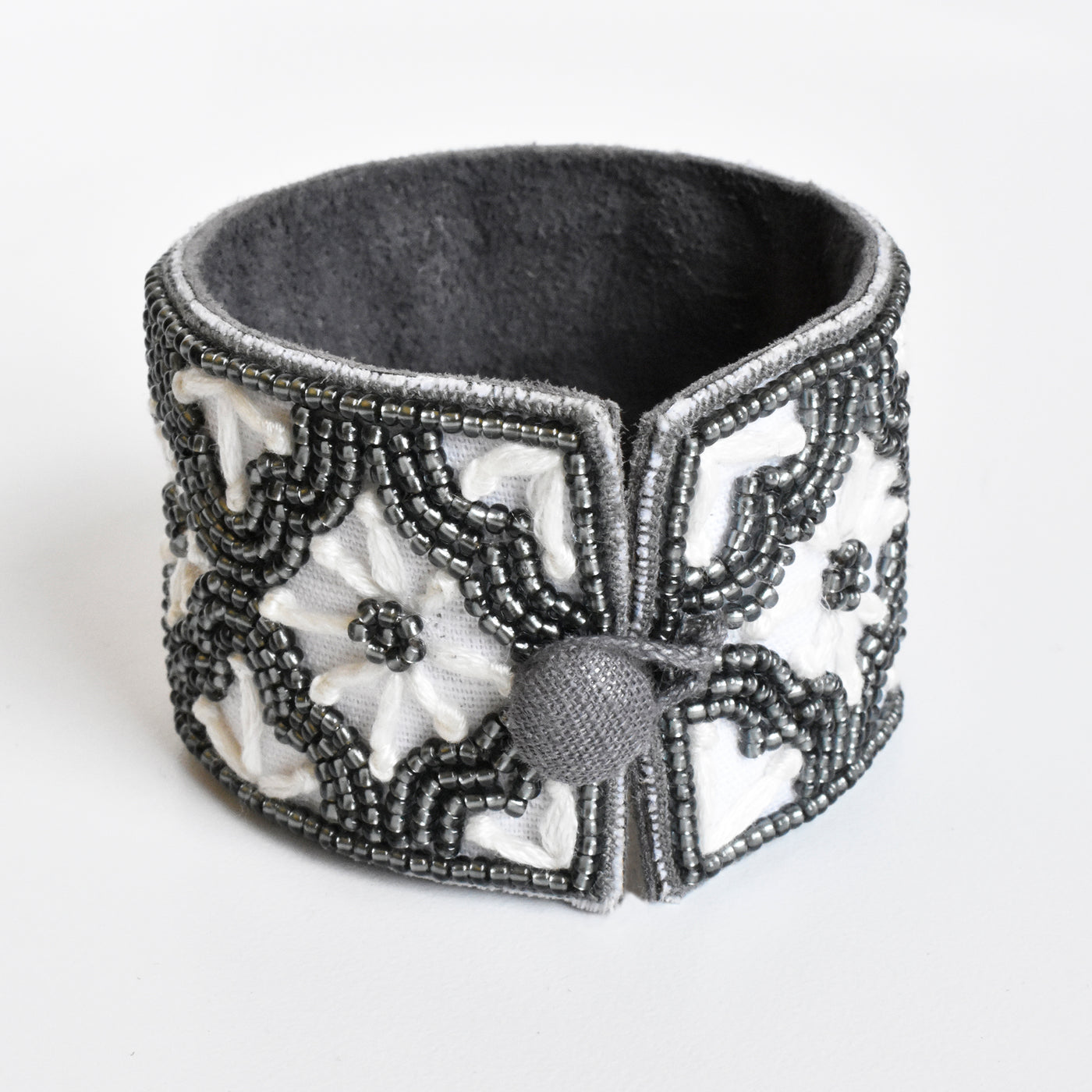 Lori Weitzner Dalia Bracelet with Beading, Embroidery, Suede Backing