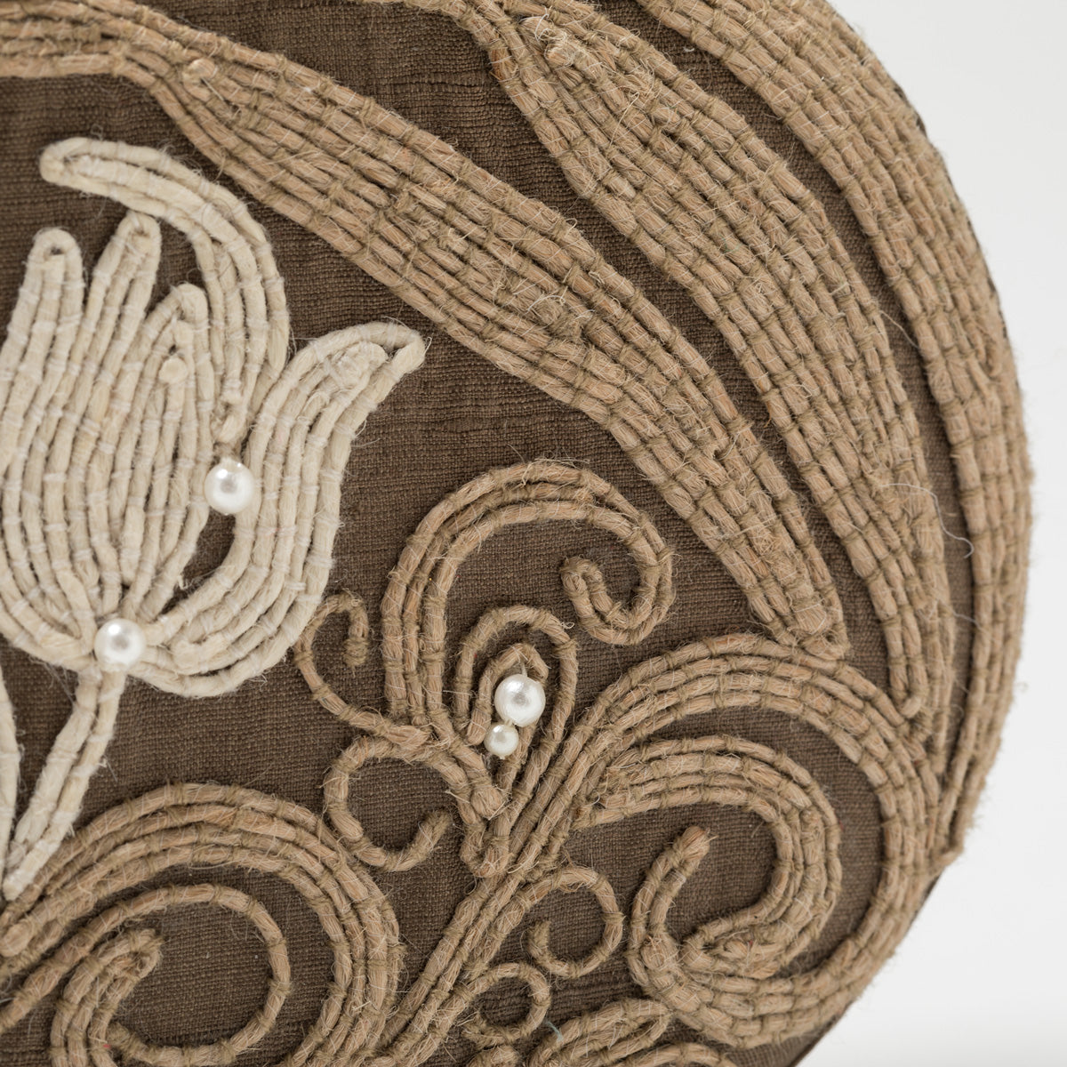 Lori Weitzner Gaia Clutch, Oval Bag with embroidery and hidden chain