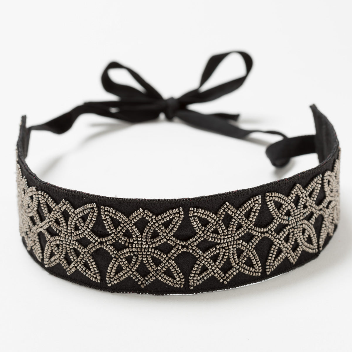 Lori Weitzner Ostara embroidered headband in charcoal