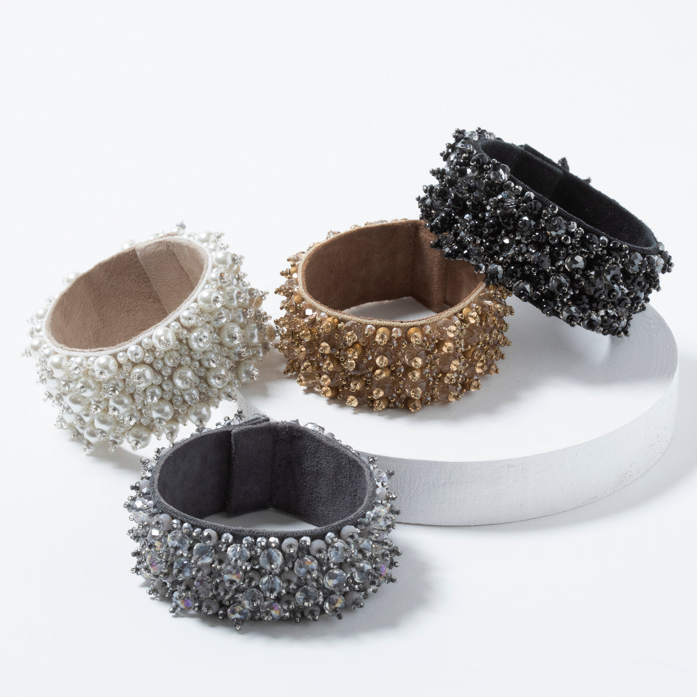 Lori Weitzner Penelope bracelet with beading, suede backing, magnetic closure