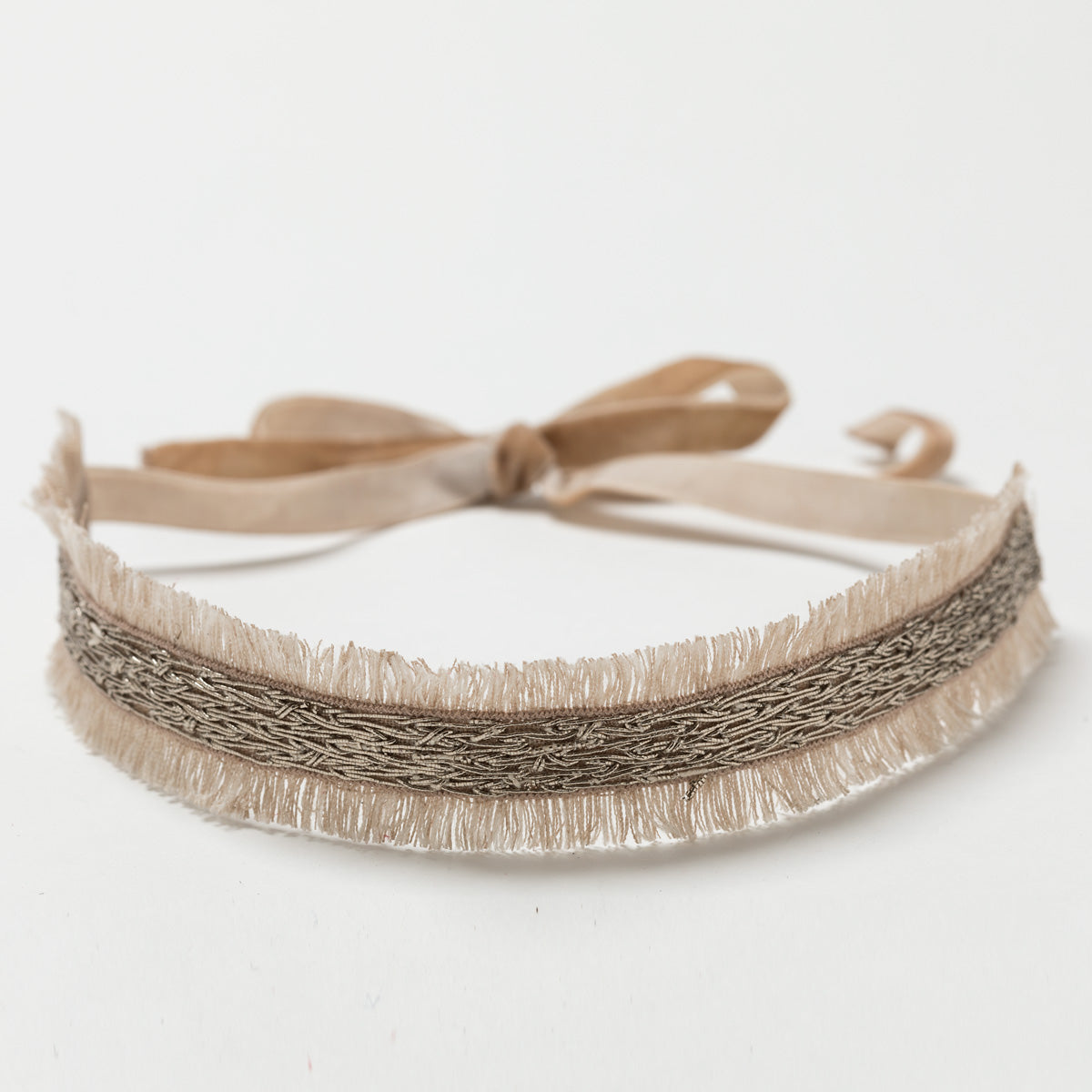 Lori Weitzner Selene fringe choker, headband with velvet ties