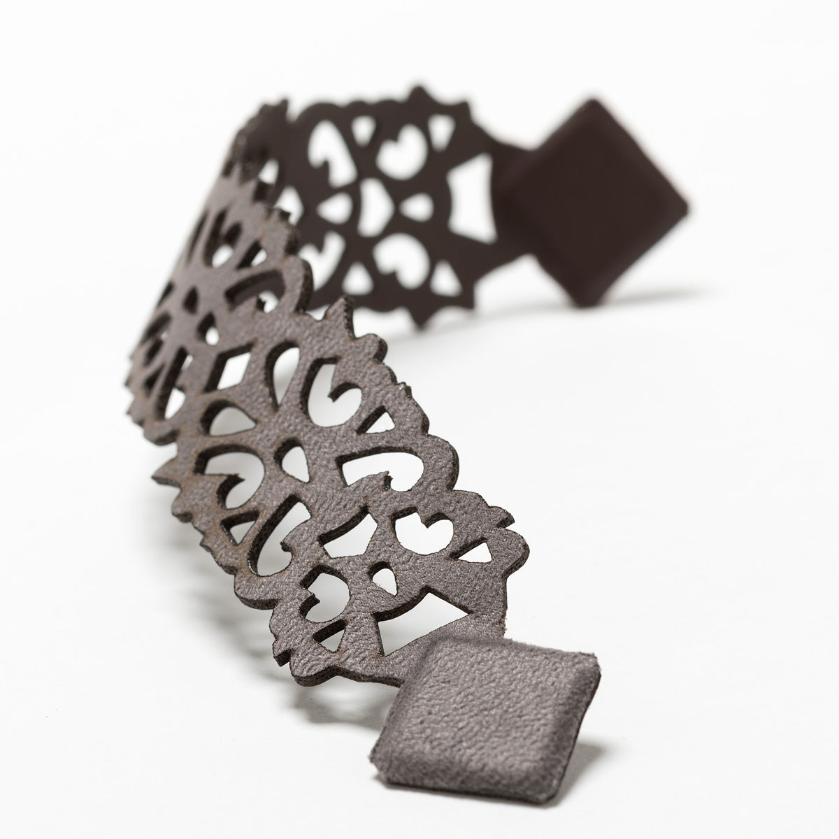 Lori Weitzner Terra laser cut reversible bracelet in suede and faux leather