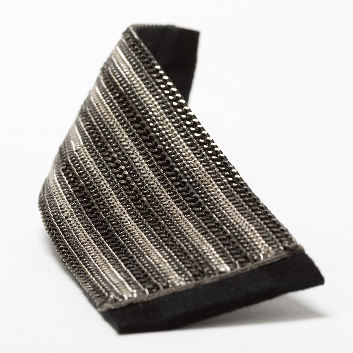Lori Weitzner Zorya cuff bracelet with chain, suede backing and magnetic closure