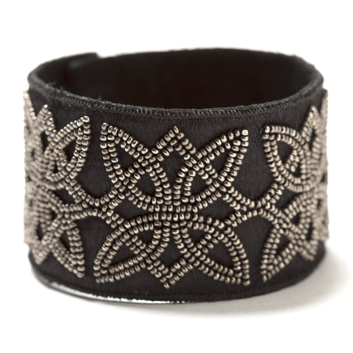 Lori Weitzner Ariadne Bracelet in Charcoal with Beading, Suede, Magnetic Closures