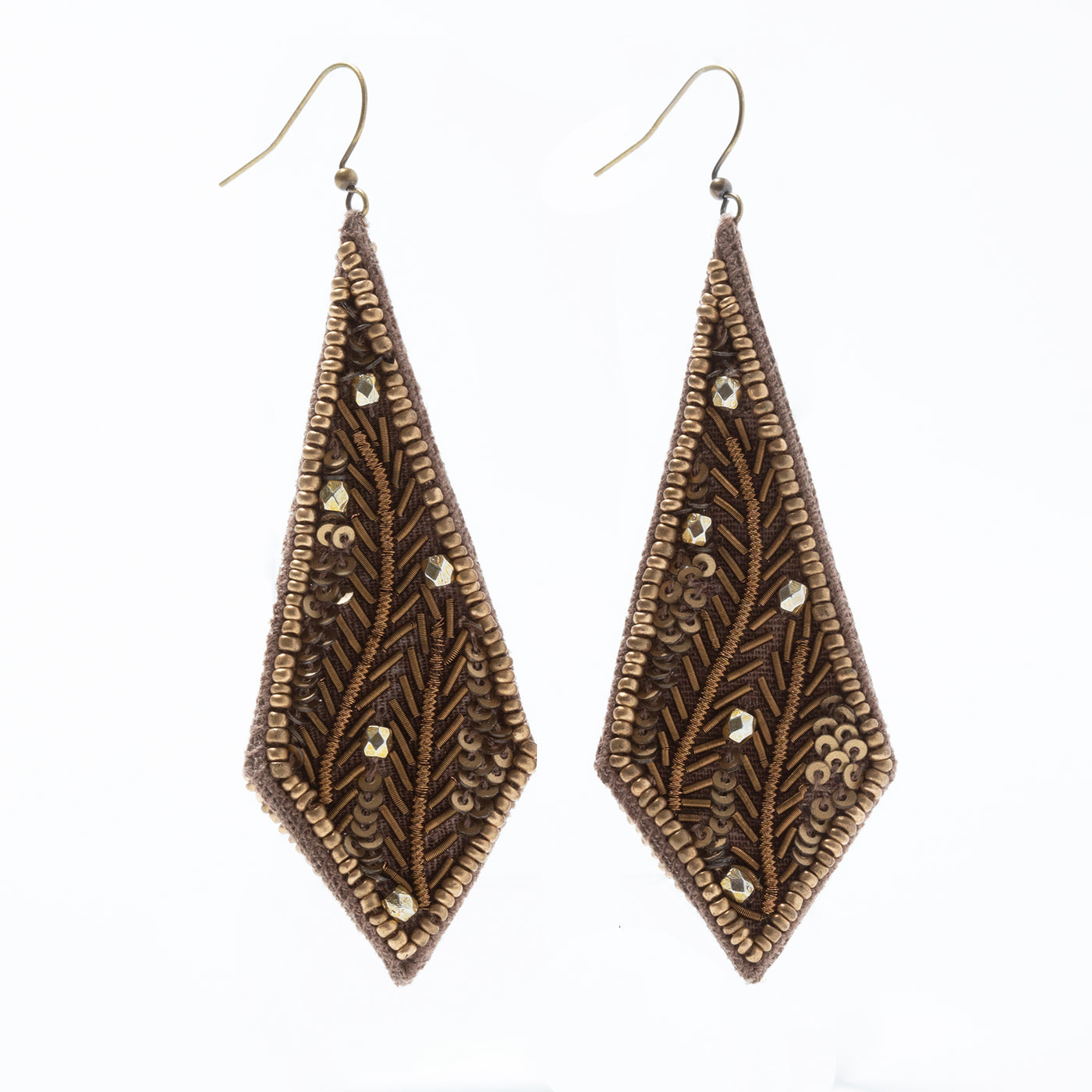 Lori Weitzner Padma embroidered drop earrings in copper