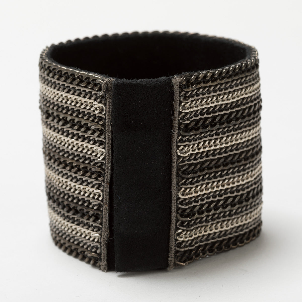 Lori Weitzner Zorya cuff bracelet with chain, suede backing and magnetic closure